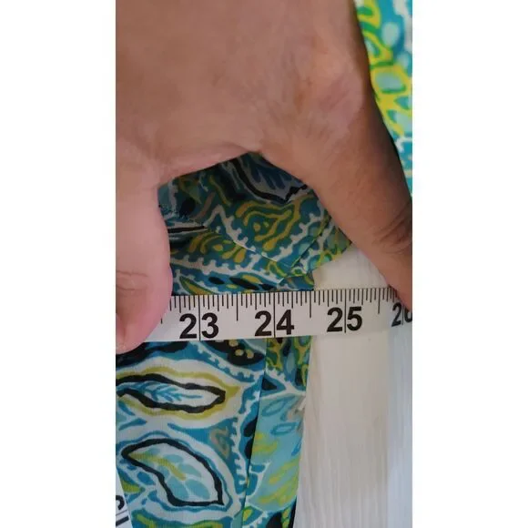 Liz Claiborne Blue & Green Paisley Floral Pleated V-Neck Tunic Top Size XXL - Picture 4 of 6